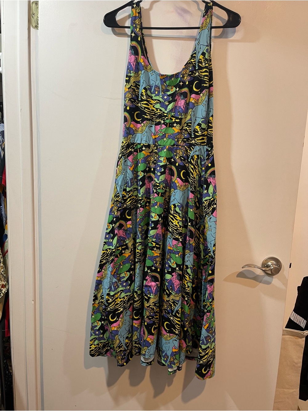 Nooworks Vacation Sleeveless Multicolor Graphic Midi Dress with Unicorns